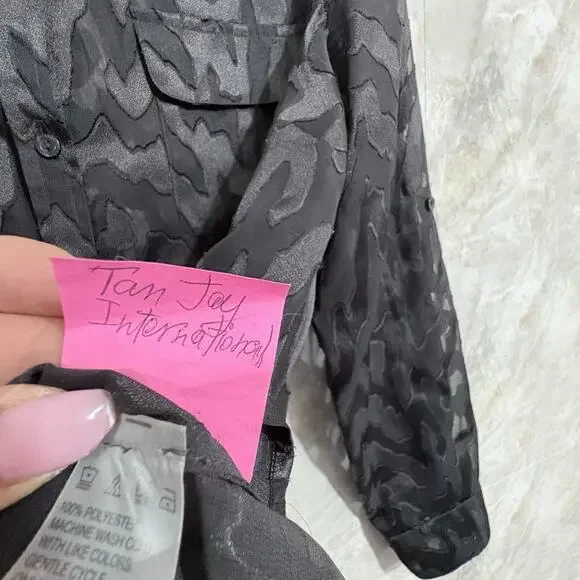 Vtg TanJay Fairy Grunge Witchy Womens Shirt Sheer Button up Pockets Black Sz 1X - Picture 6 of 12